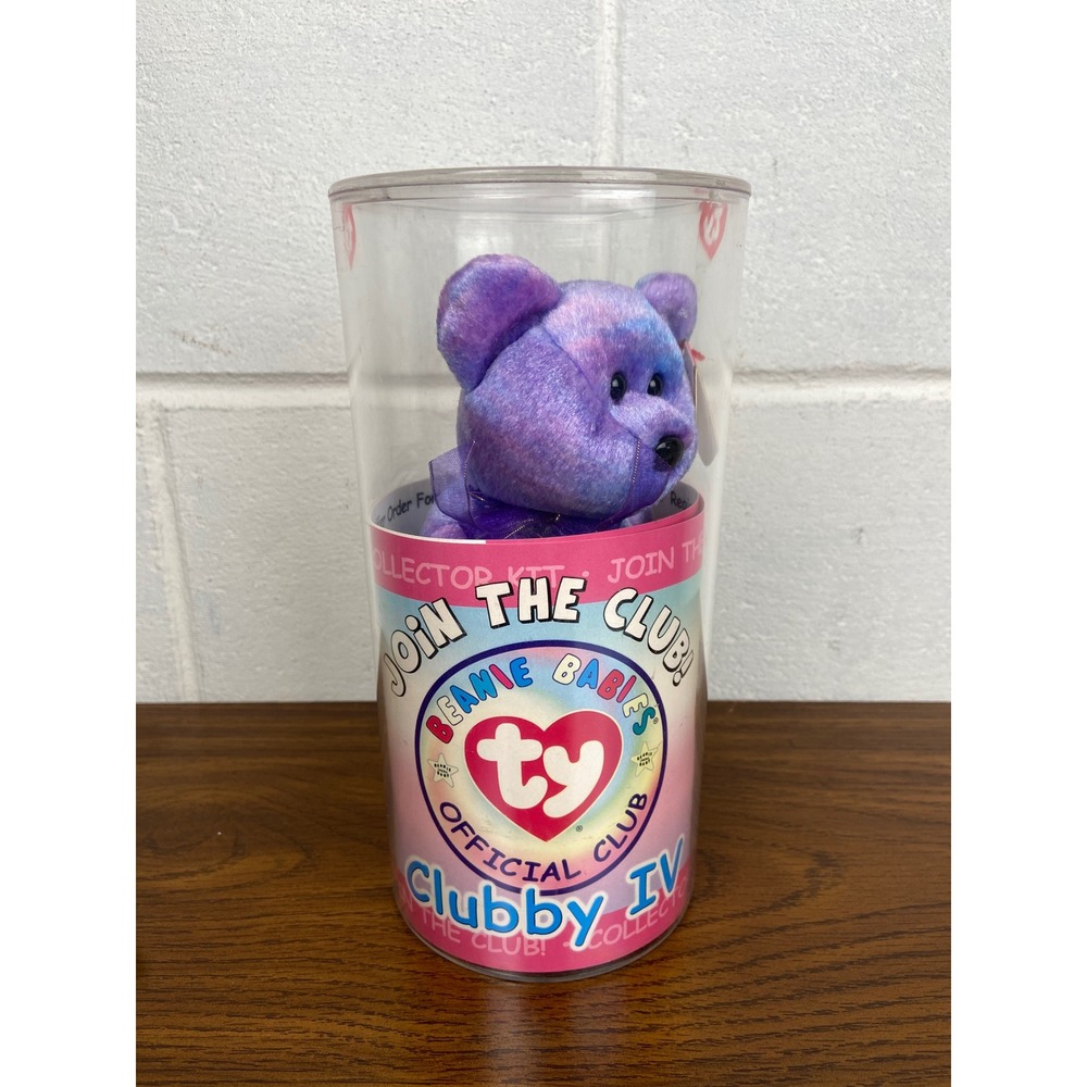 VTG Ty Beanie Babies Clubby IV Purple Plush Bear Official Club Collector Kit NIB - Picture 2 of 6